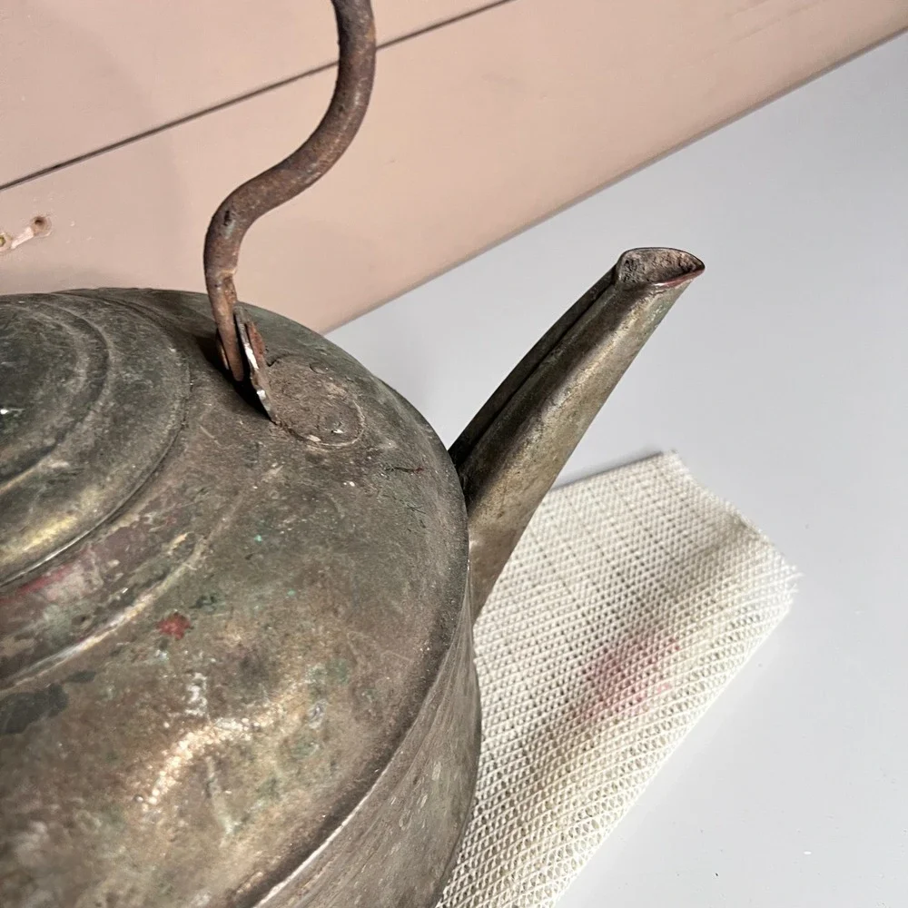 Antique Majestic Copper Tea Kettle Wood Handle Patented‎ May 17 1898 Primitive